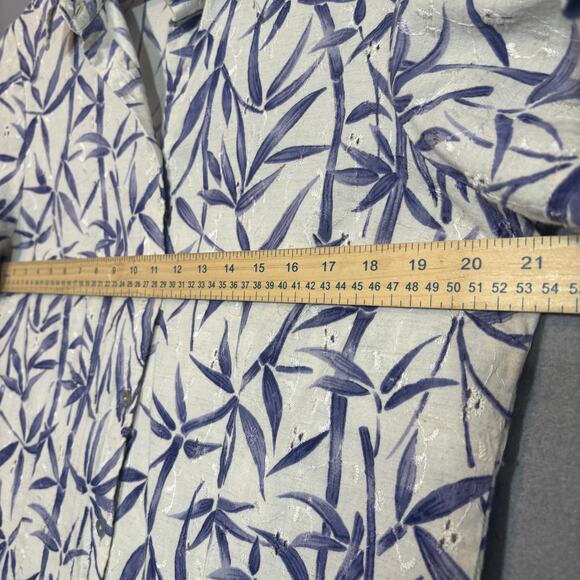 NorthCrest Womens Linen Blend Shirt XL Purple Leaf Button Tropical Cottagecore - Picture 4 of 5
